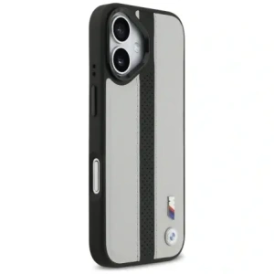 Etui BMW M Perforated Stripe Logo MagSafe do Apple iPhone 17 szary