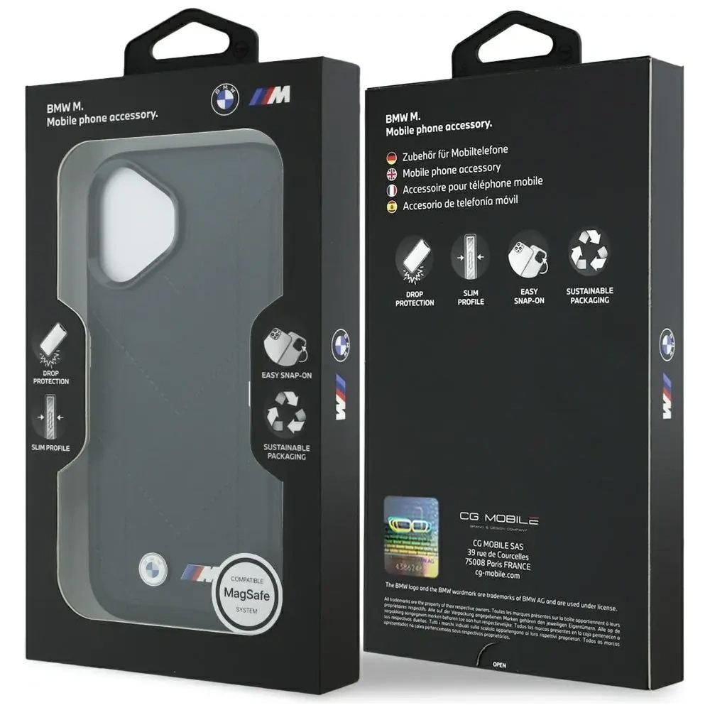 Etui BMW M Quilted Logo MagSafe do Apple iPhone 17 czarny