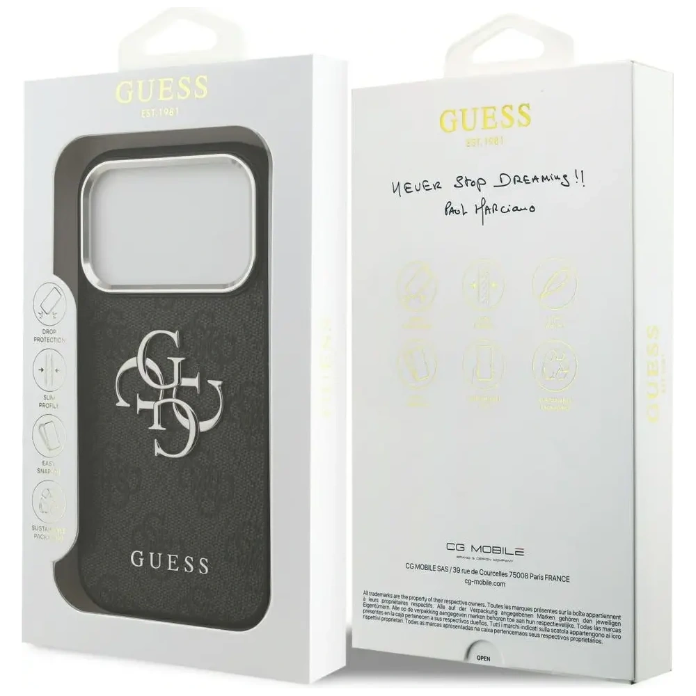Etui Guess 4G Big 4G Classic Logo do Apple iPhone 17 Pro czarny srebrny