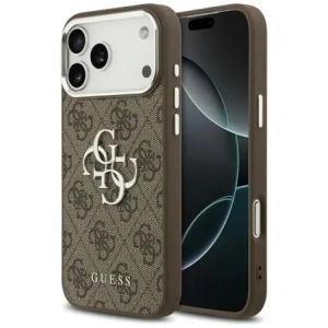 Etui Guess 4G Big 4G Classic Logo do Apple iPhone 17 Pro Max brązowy srebrny