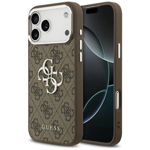 Etui Guess 4G Big 4G Classic Logo do Apple iPhone 17 Pro Max brązowy srebrny