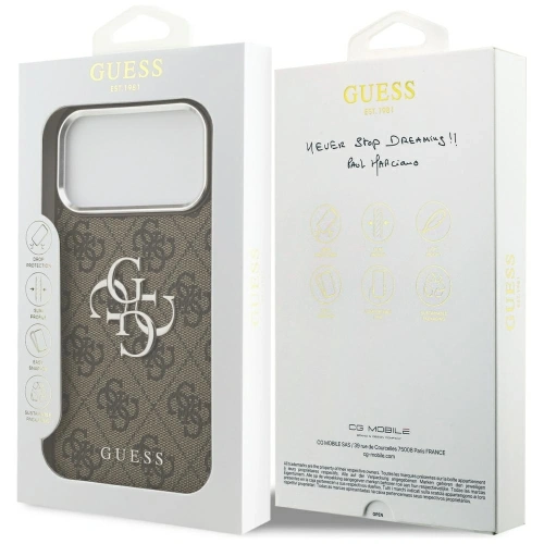 Etui Guess 4G Big 4G Classic Logo do Apple iPhone 17 Pro Max brązowy srebrny
