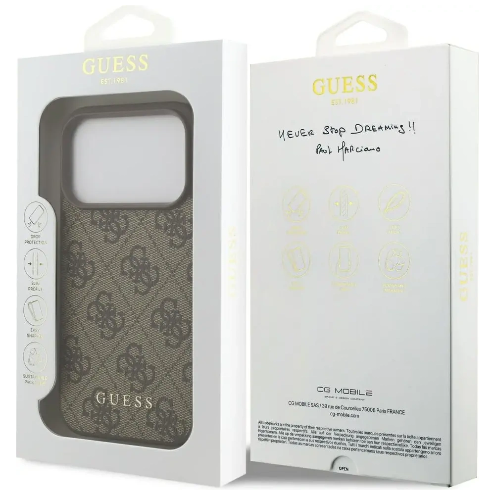 Etui Guess 4G Classic do Apple iPhone 17 Pro brązowy