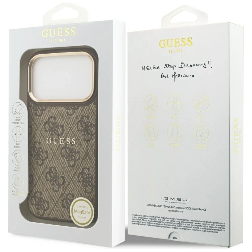 Etui Guess 4G PU Classic Logo MagSafe do Apple iPhone 17 Pro brązowy