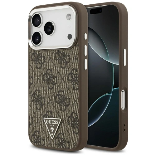 Etui Guess 4G Triangle Logo MagSafe do Apple iPhone 17 Pro brązowy srebrny