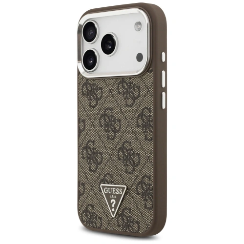 Etui Guess 4G Triangle Logo MagSafe do Apple iPhone 17 Pro brązowy srebrny