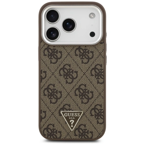 Etui Guess 4G Triangle Logo MagSafe do Apple iPhone 17 Pro brązowy srebrny