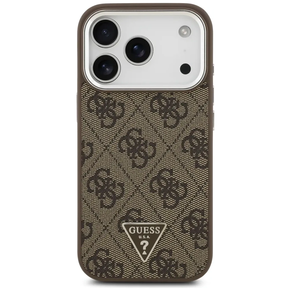 Etui Guess 4G Triangle Logo MagSafe do Apple iPhone 17 Pro brązowy srebrny