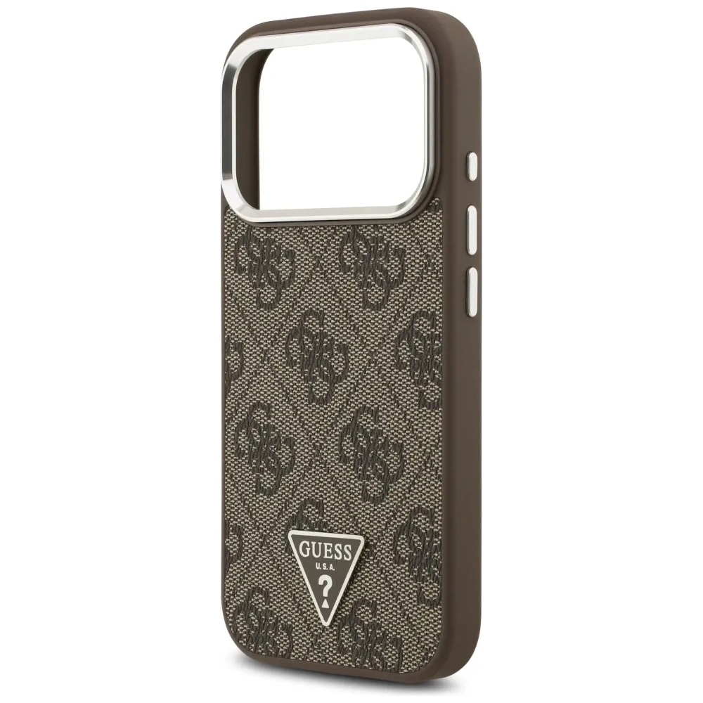 Etui Guess 4G Triangle Logo MagSafe do Apple iPhone 17 Pro brązowy srebrny