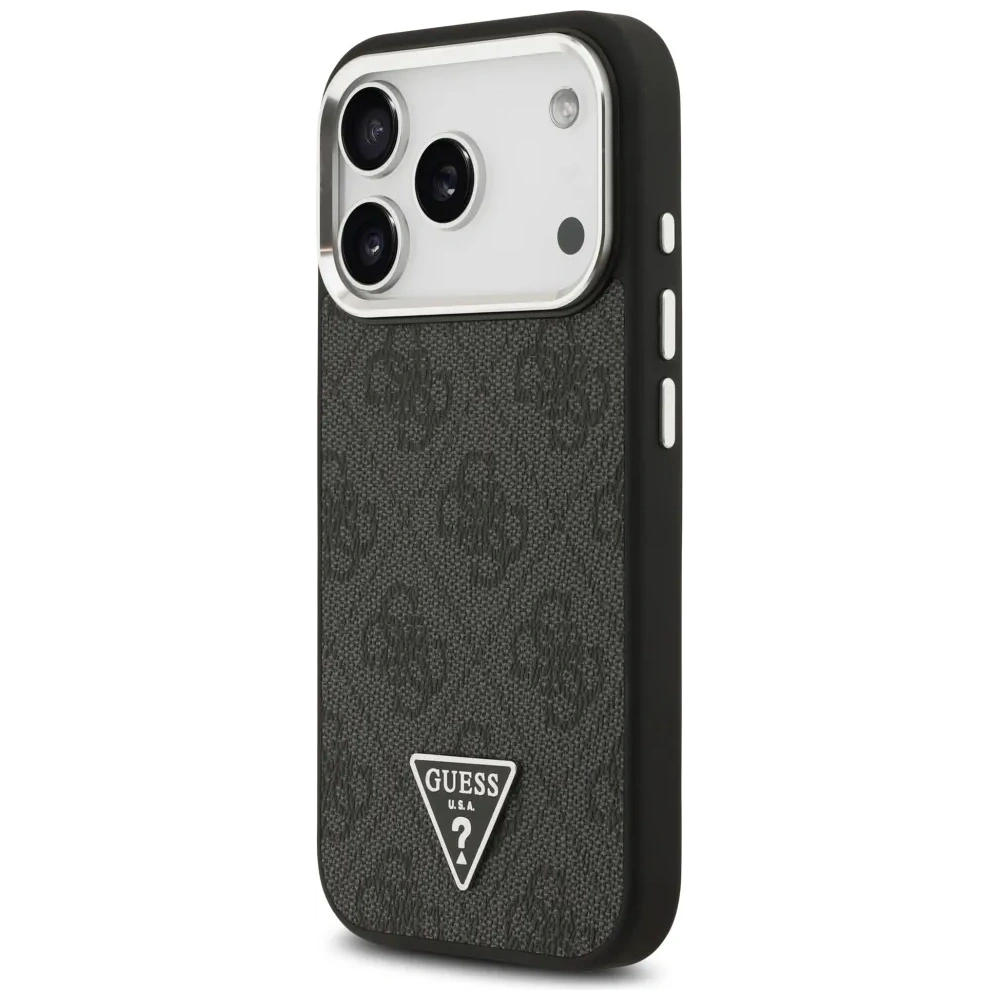 Etui Guess 4G Triangle Logo MagSafe do Apple iPhone 17 Pro czarny srebrny