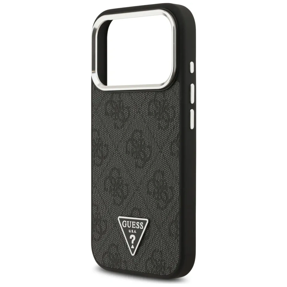 Etui Guess 4G Triangle Logo MagSafe do Apple iPhone 17 Pro czarny srebrny