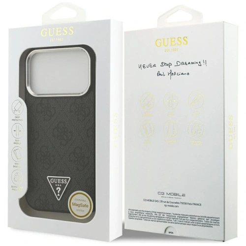 Etui Guess 4G Triangle Logo MagSafe do Apple iPhone 17 Pro czarny srebrny
