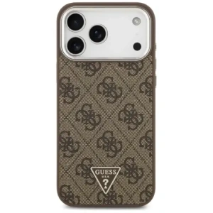 Etui Guess 4G Triangle Logo MagSafe do Apple iPhone 17 Pro Max brązowy srebrny