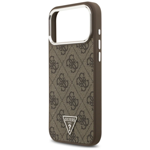 Etui Guess 4G Triangle Logo MagSafe do Apple iPhone 17 Pro Max brązowy srebrny