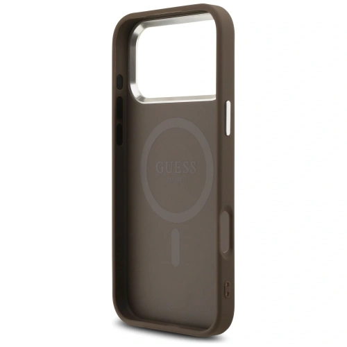 Etui Guess 4G Triangle Logo MagSafe do Apple iPhone 17 Pro Max brązowy srebrny