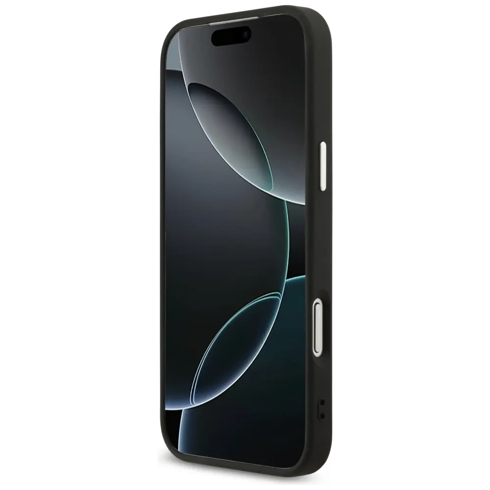 Etui Guess 4G Triangle Logo MagSafe do Apple iPhone 17 Pro Max czarny srebrny