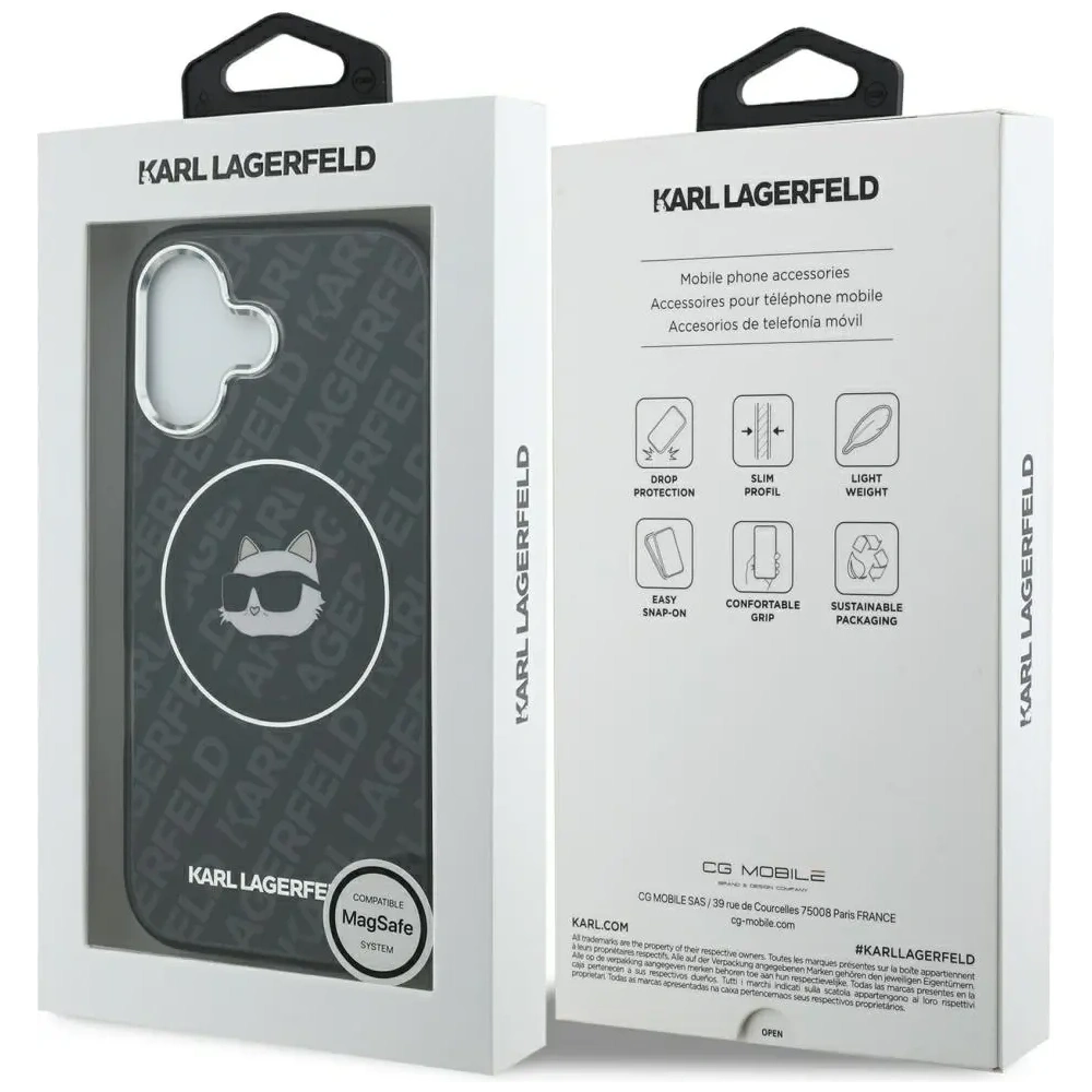 Etui Karl Lagerfeld IML Choupette Head Logo MagSafe do Apple iPhone 17 czarny