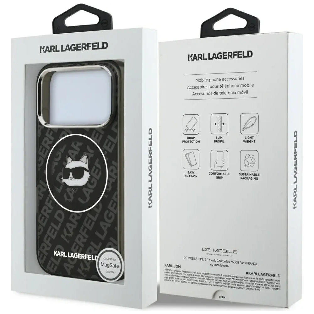 Etui Karl Lagerfeld IML Choupette Head Logo MagSafe do Apple iPhone 17 Pro czarny
