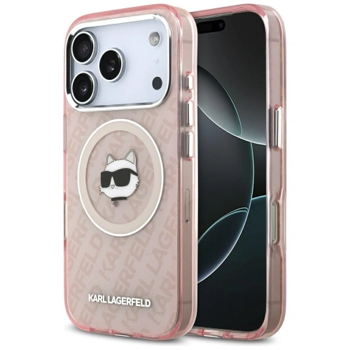 Etui Karl Lagerfeld IML Choupette Head Logo MagSafe do Apple iPhone 17 Pro Max różowy