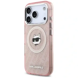 Etui Karl Lagerfeld IML Choupette Head Logo MagSafe do Apple iPhone 17 Pro Max różowy