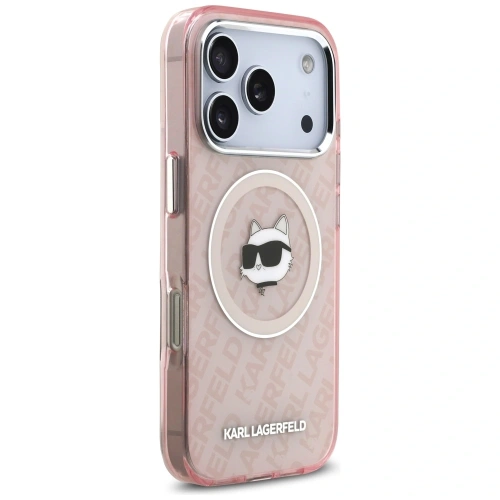 Etui Karl Lagerfeld IML Choupette Head Logo MagSafe do Apple iPhone 17 Pro Max różowy