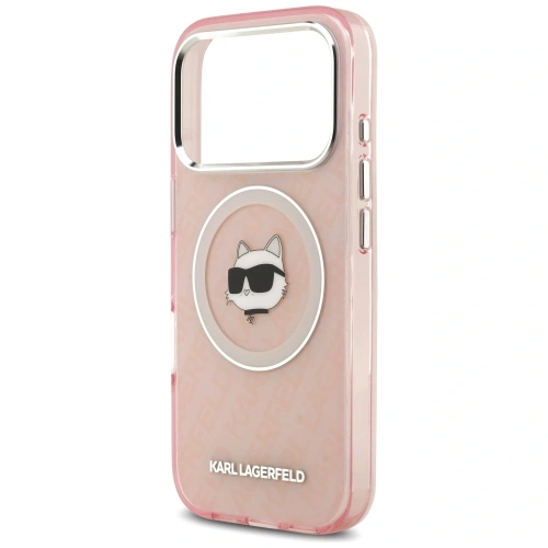 Etui Karl Lagerfeld IML Choupette Head Logo MagSafe do Apple iPhone 17 Pro Max różowy