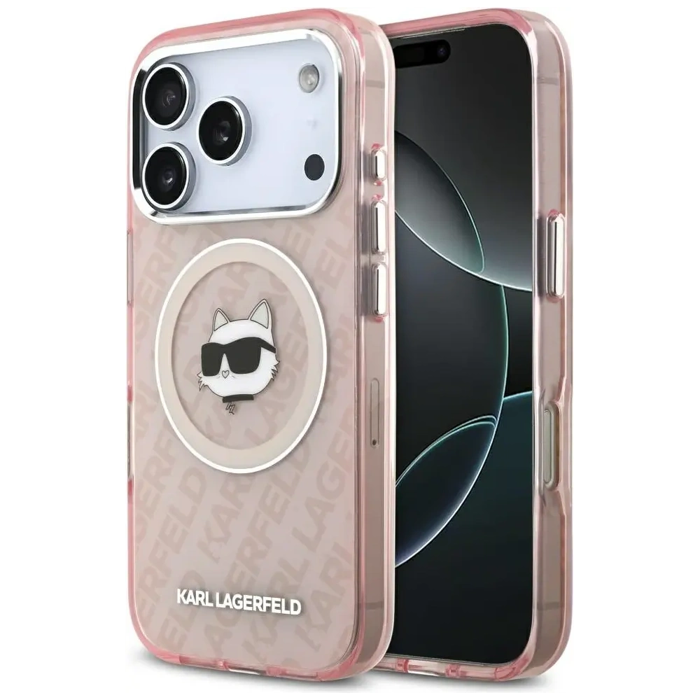 Etui Karl Lagerfeld IML Choupette Head Logo MagSafe do Apple iPhone 17 Pro różowy