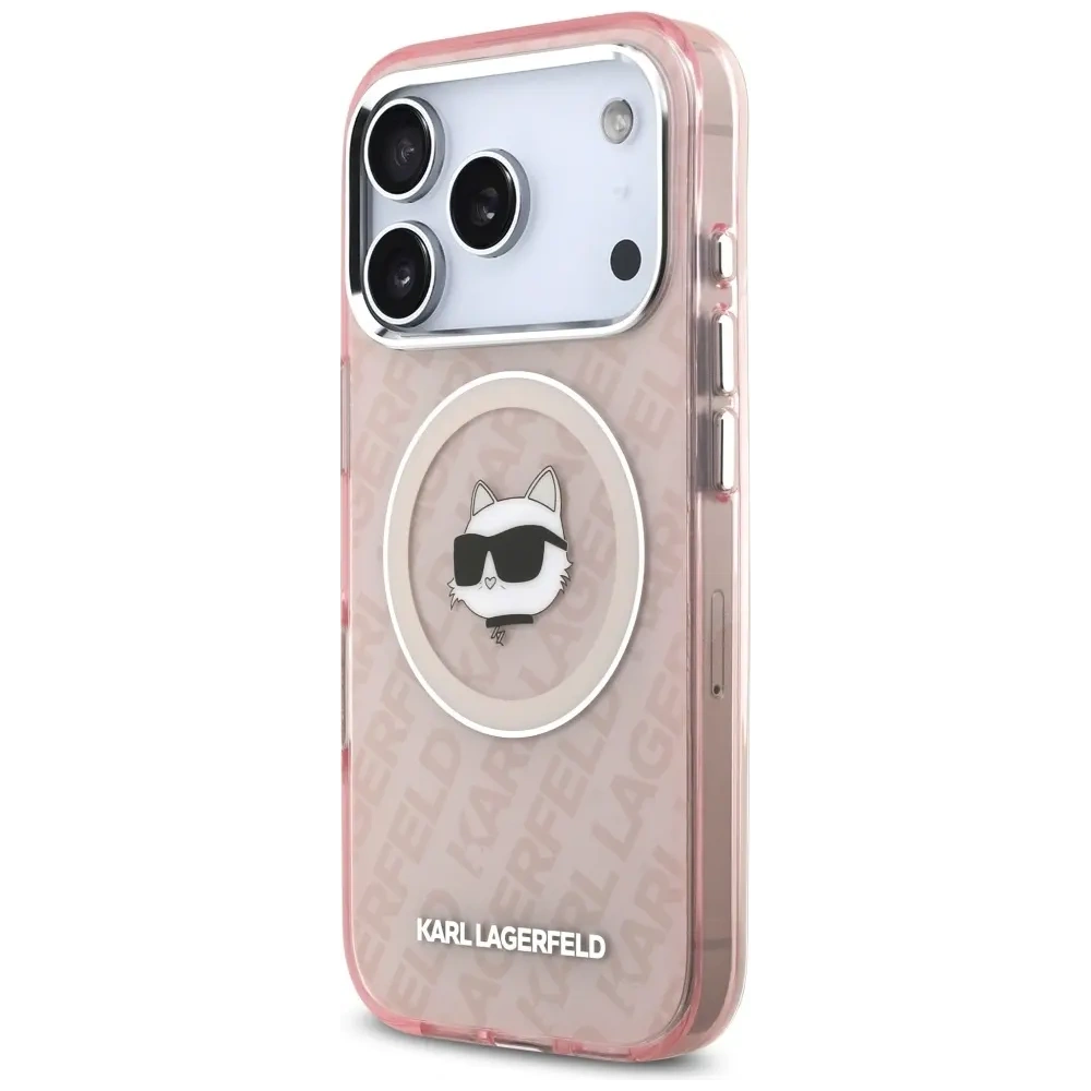 Etui Karl Lagerfeld IML Choupette Head Logo MagSafe do Apple iPhone 17 Pro różowy