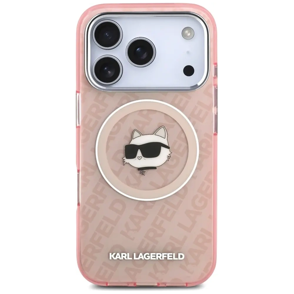 Etui Karl Lagerfeld IML Choupette Head Logo MagSafe do Apple iPhone 17 Pro różowy