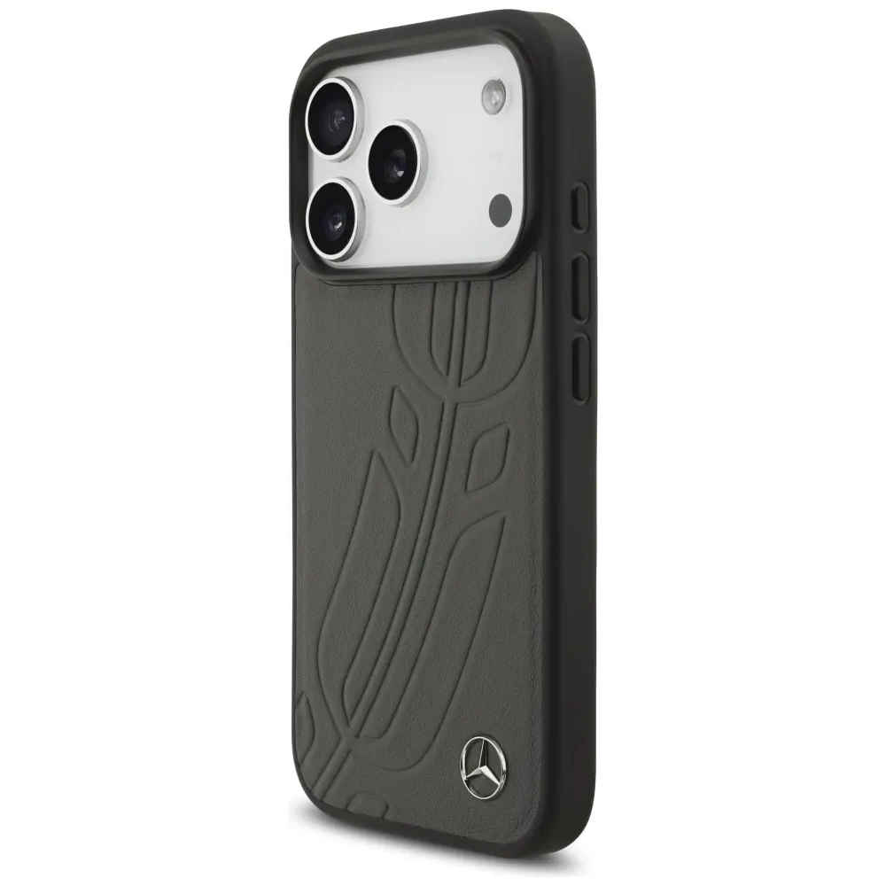 Etui Mercedes Leather Large Laurel Leave MagSafe do Apple iPhone 17 Pro antracyt