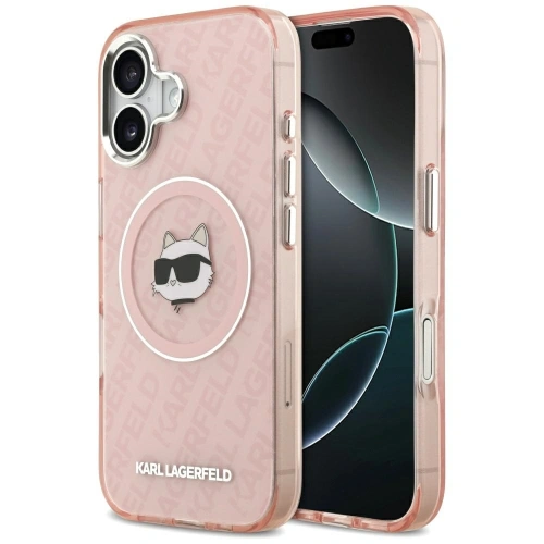 Etui Karl Lagerfeld IML Choupette Head Logo MagSafe do Apple iPhone 17 różowy