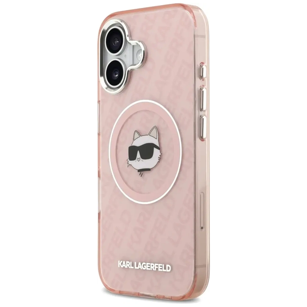 Etui Karl Lagerfeld IML Choupette Head Logo MagSafe do Apple iPhone 17 różowy