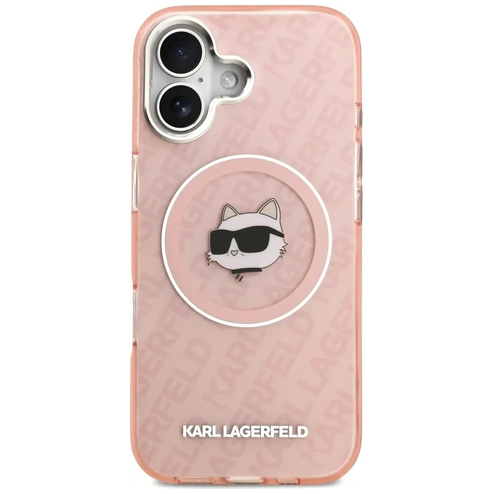 Etui Karl Lagerfeld IML Choupette Head Logo MagSafe do Apple iPhone 17 różowy