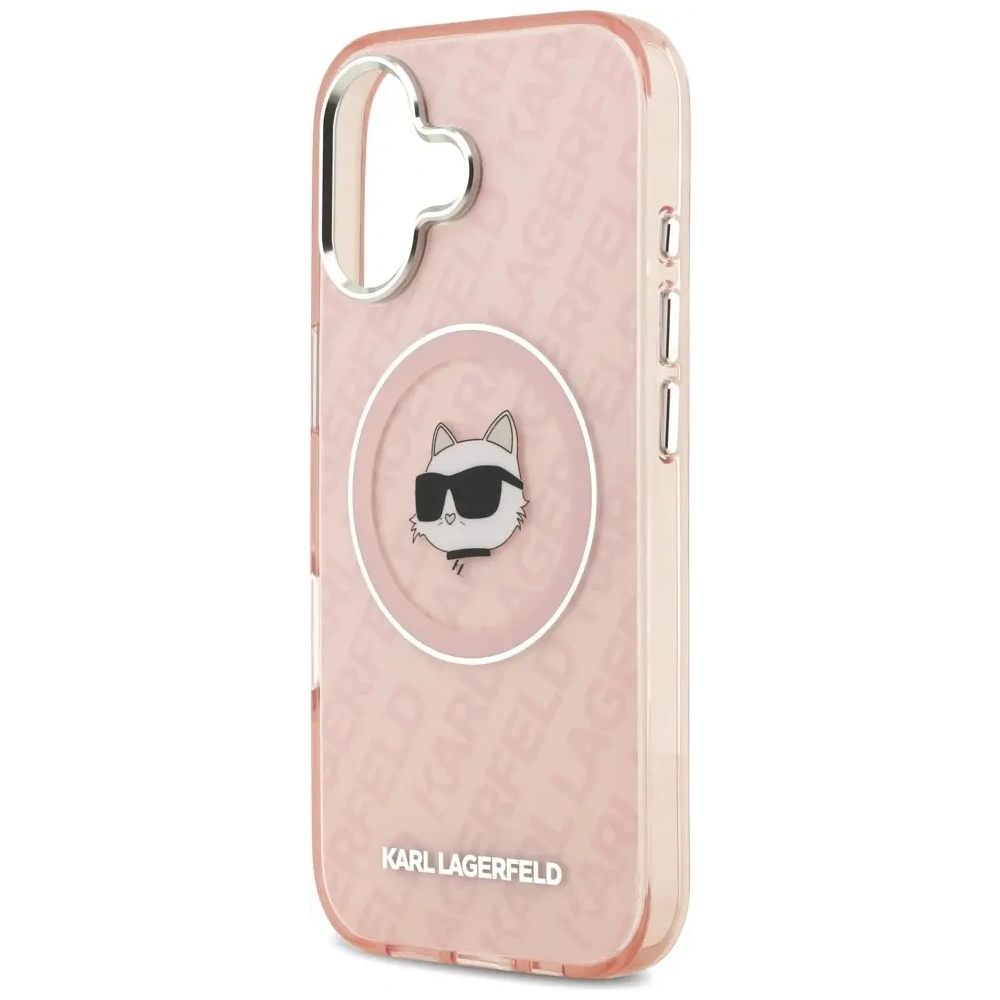 Etui Karl Lagerfeld IML Choupette Head Logo MagSafe do Apple iPhone 17 różowy
