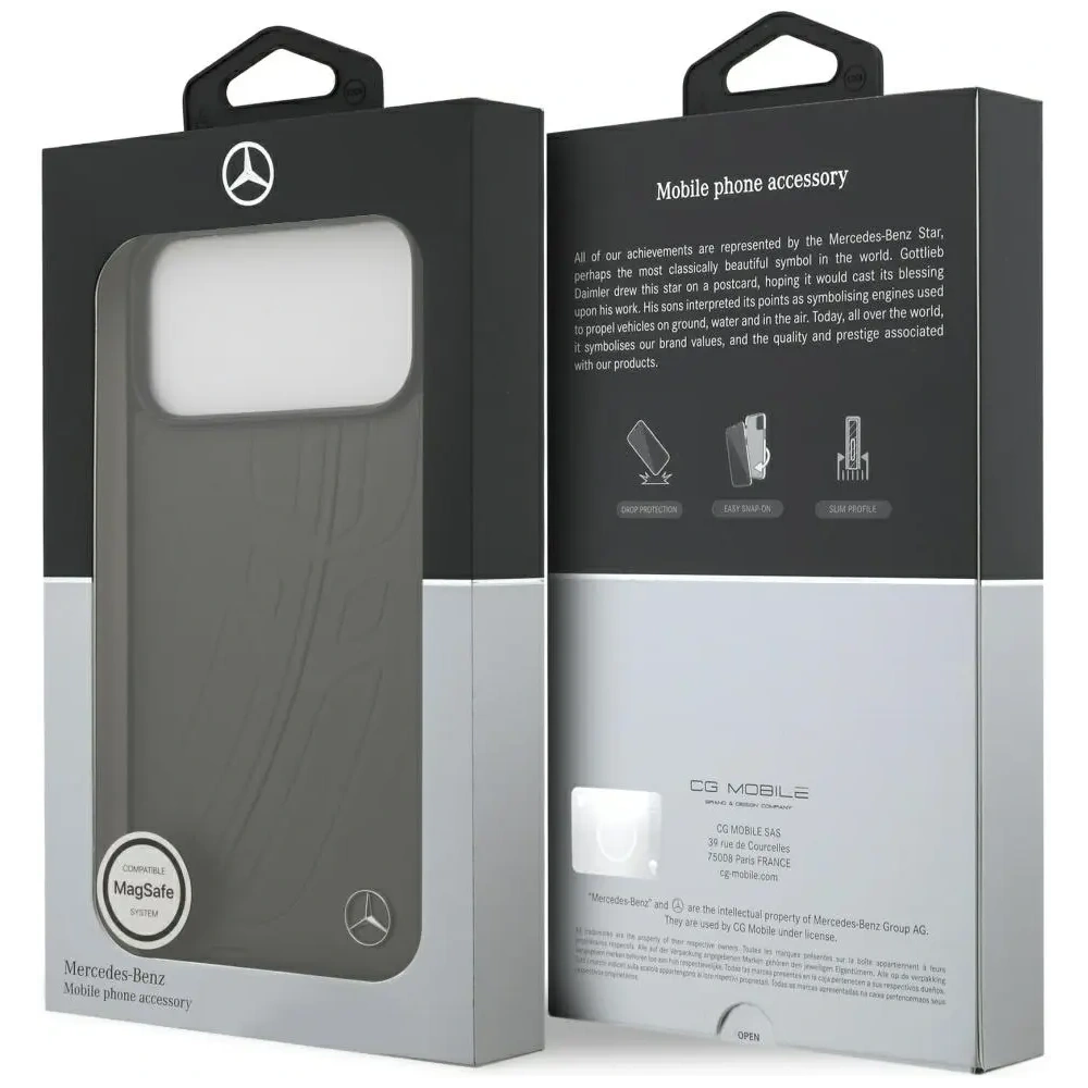 Etui Mercedes Leather Large Laurel Leave MagSafe do Apple iPhone 17 Pro Max antracyt