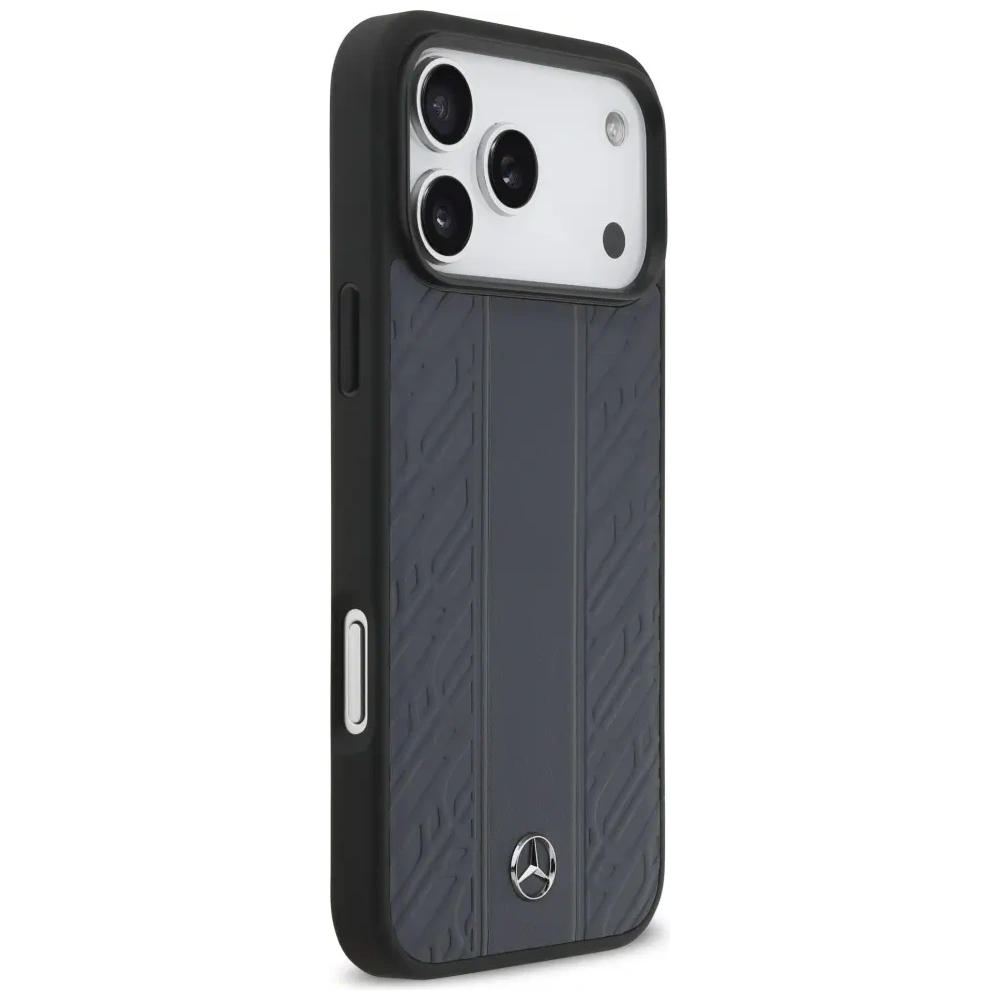 Etui Mercedes Leather Laurel Leaves Stripes MagSafe do Apple iPhone 17 Pro Max niebieski