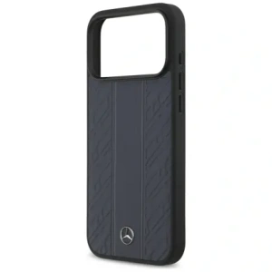 Etui Mercedes Leather Laurel Leaves Stripes MagSafe do Apple iPhone 17 Pro Max niebieski