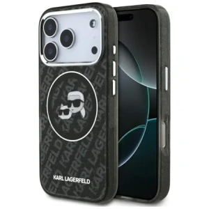 Etui Karl Lagerfeld IML Glitter Karl & Choupette Heads Logo MagSafe do Apple iPhone 17 Pro czarny