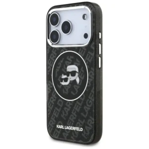 Etui Karl Lagerfeld IML Glitter Karl & Choupette Heads Logo MagSafe do Apple iPhone 17 Pro czarny