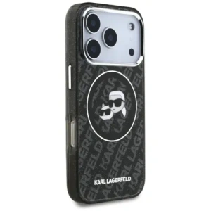 Etui Karl Lagerfeld IML Glitter Karl & Choupette Heads Logo MagSafe do Apple iPhone 17 Pro czarny