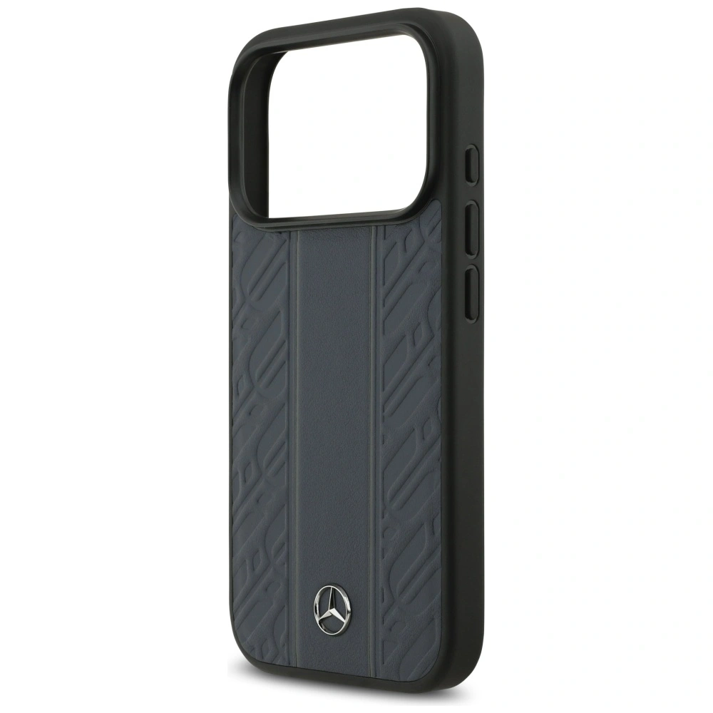 Etui Mercedes Leather Laurel Leaves Stripes MagSafe do Apple iPhone 17 Pro niebieski