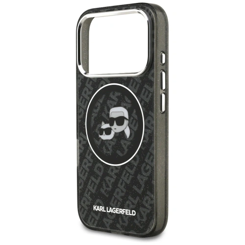Etui Karl Lagerfeld IML Glitter Karl & Choupette Heads Logo MagSafe do Apple iPhone 17 Pro czarny