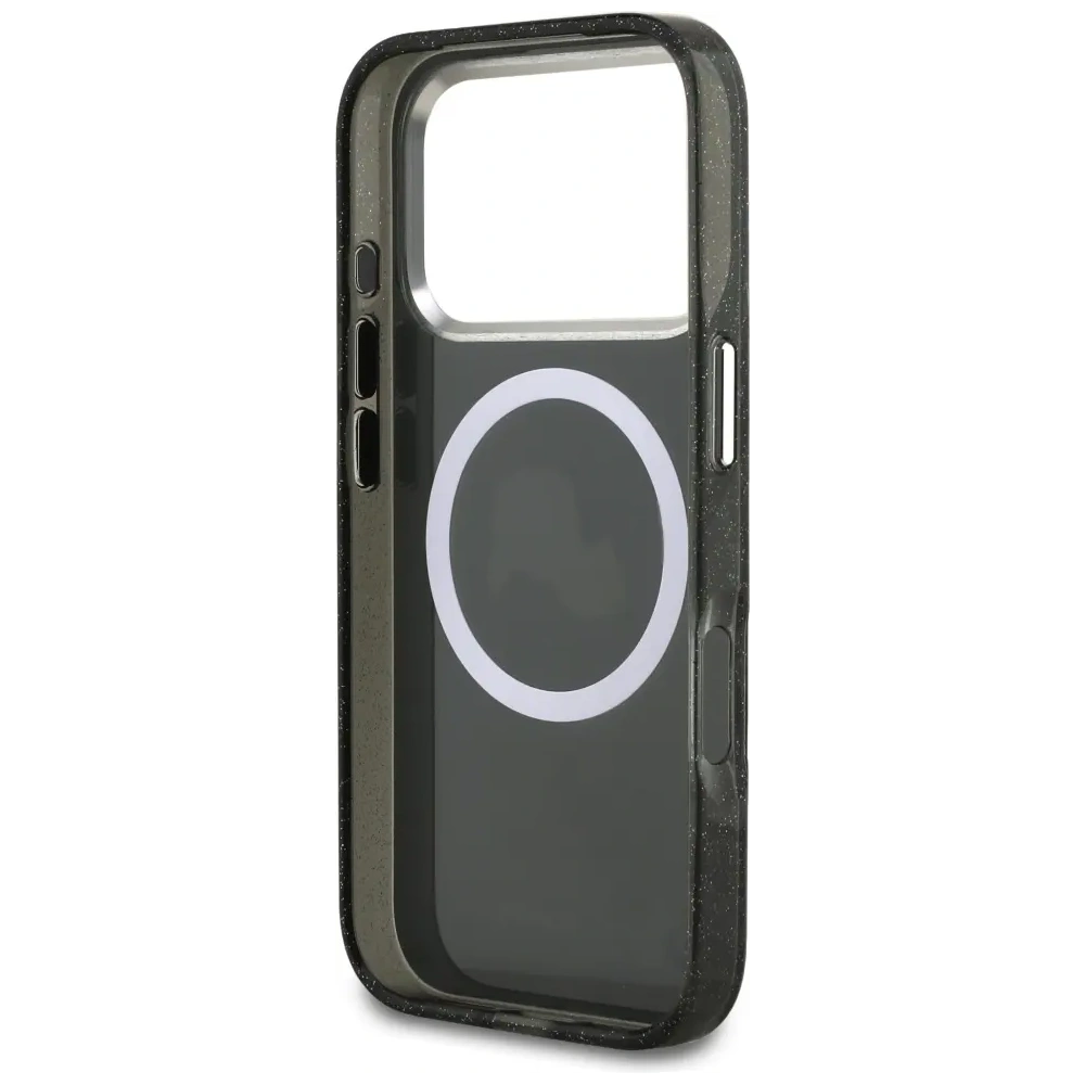 Etui Karl Lagerfeld IML Glitter Karl & Choupette Heads Logo MagSafe do Apple iPhone 17 Pro czarny