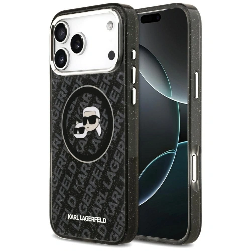 Etui Karl Lagerfeld IML Glitter Karl & Choupette Heads Logo MagSafe do Apple iPhone 17 Pro Max czarny