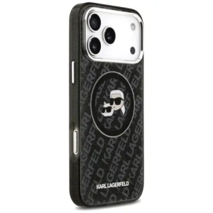 Etui Karl Lagerfeld IML Glitter Karl & Choupette Heads Logo MagSafe do Apple iPhone 17 Pro Max czarny