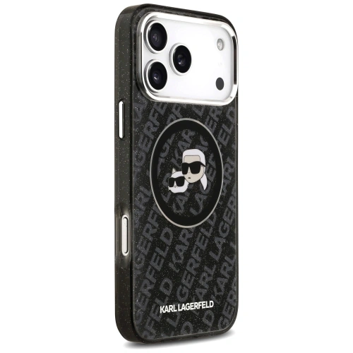 Etui Karl Lagerfeld IML Glitter Karl & Choupette Heads Logo MagSafe do Apple iPhone 17 Pro Max czarny
