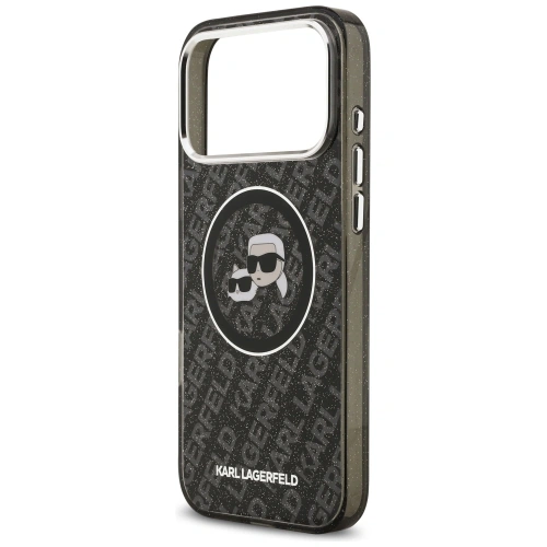 Etui Karl Lagerfeld IML Glitter Karl & Choupette Heads Logo MagSafe do Apple iPhone 17 Pro Max czarny