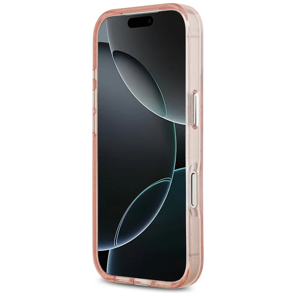 Etui Karl Lagerfeld IML Glitter Karl & Choupette Heads Logo MagSafe do Apple iPhone 17 Pro Max różowy