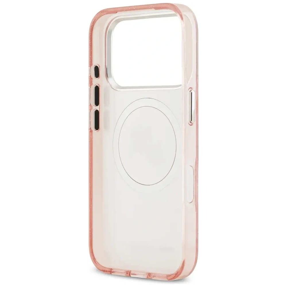 Etui Karl Lagerfeld IML Glitter Karl & Choupette Heads Logo MagSafe do Apple iPhone 17 Pro Max różowy