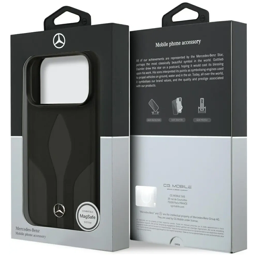 Etui Mercedes Leather The Move MagSafe do Apple iPhone 17 Pro czarny